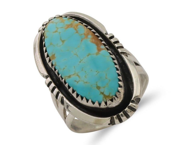 Navajo Ring 925 Silver Natural Blue Turquoise Native American Artist C.80's