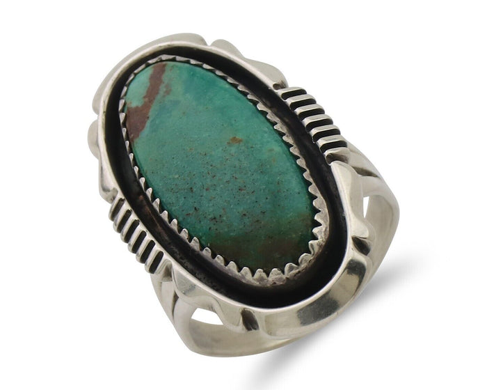 Navajo Ring 925 Silver Natural Blue Turquoise Native American Artist C.80's