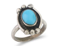 Navajo Ring 925 Silver Natural Blue Turquoise Native American Artist C.80's