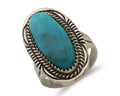 Navajo Ring 925 Silver Natural Blue Turquoise Native American Artist C.80's