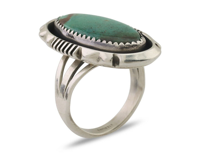 Navajo Ring 925 Silver Natural Blue Turquoise Native American Artist C.80's