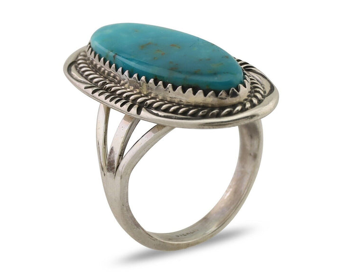 Navajo Ring 925 Silver Natural Blue Turquoise Native American Artist C.80's