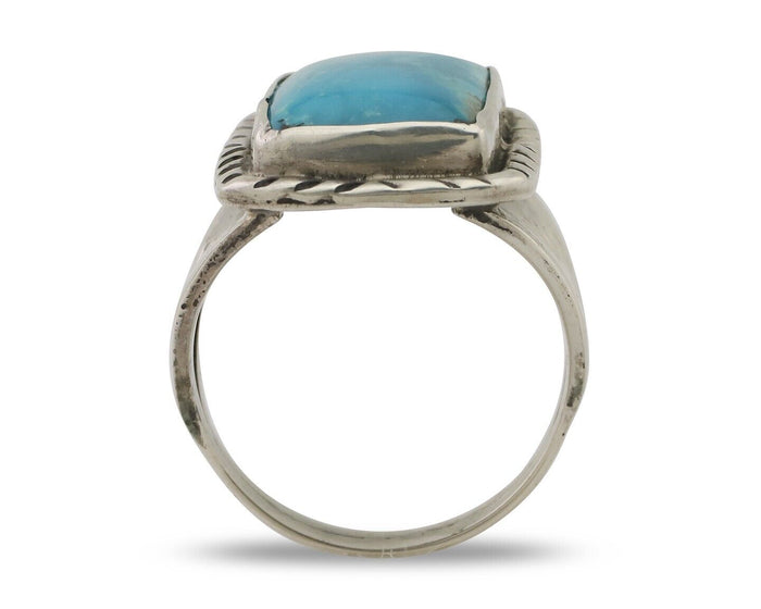 Navajo Ring 925 Silver Natural Blue Turquoise Native American Artist C.80's