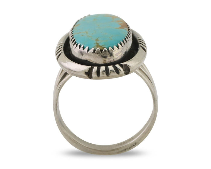 Navajo Ring 925 Silver Natural Blue Turquoise Native American Artist C.80's