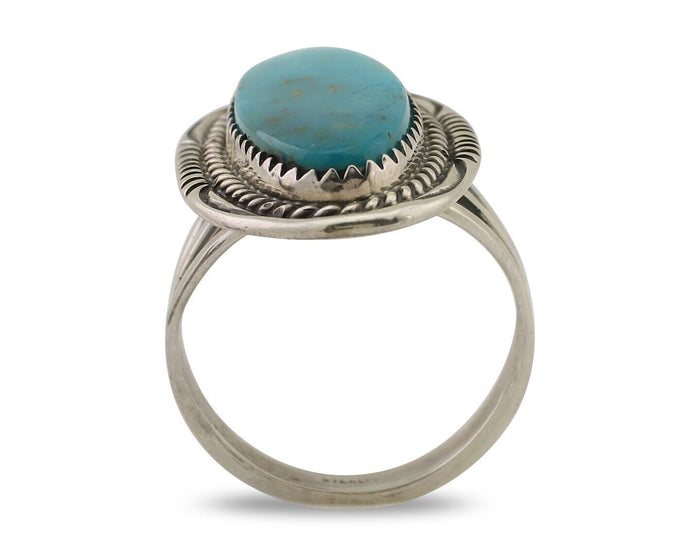 Navajo Ring 925 Silver Natural Blue Turquoise Native American Artist C.80's