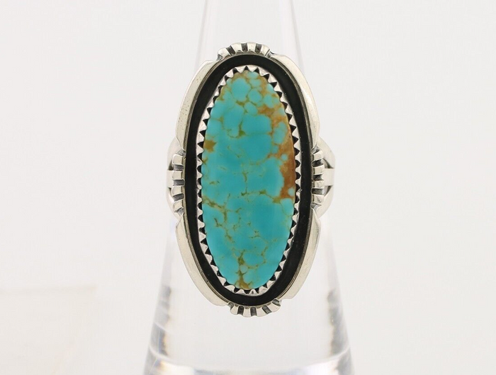 Navajo Ring 925 Silver Natural Blue Turquoise Native American Artist C.80's