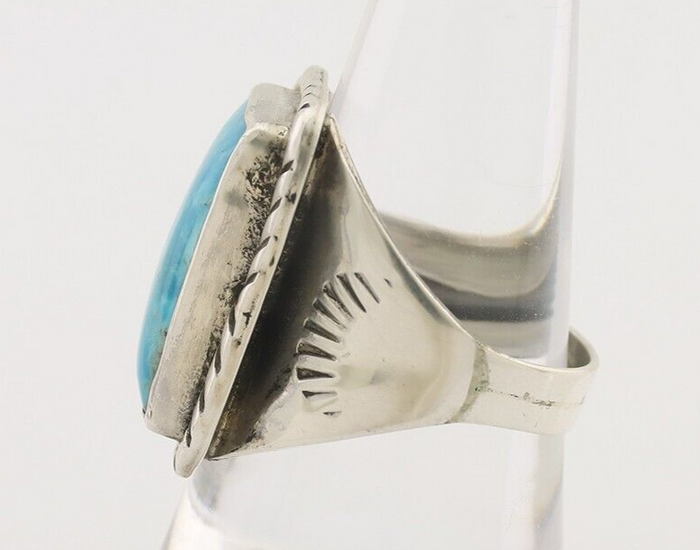 Navajo Ring 925 Silver Natural Blue Turquoise Native American Artist C.80's