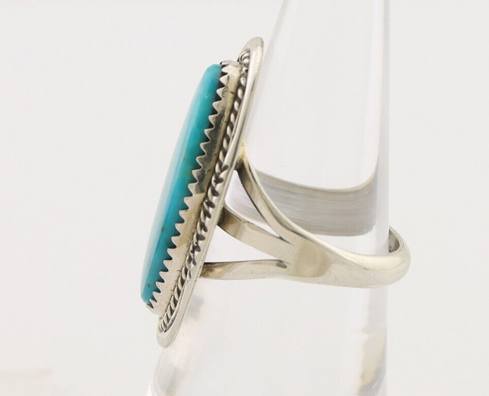 Navajo Ring 925 Silver Natural Blue Turquoise Native American Artist C.80's