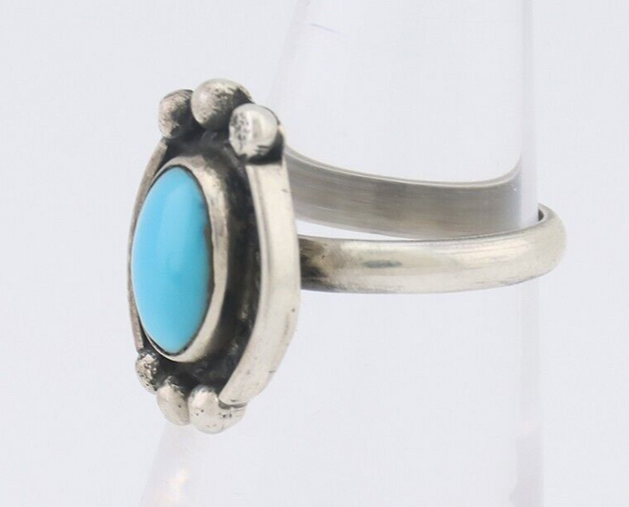 Navajo Ring 925 Silver Natural Blue Turquoise Native American Artist C.80's