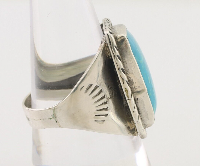 Navajo Ring 925 Silver Natural Blue Turquoise Native American Artist C.80's