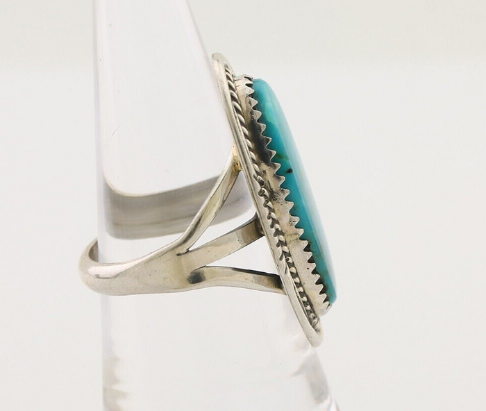 Navajo Ring 925 Silver Natural Blue Turquoise Native American Artist C.80's