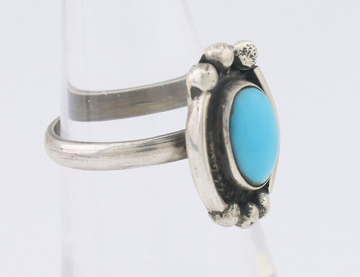 Navajo Ring 925 Silver Natural Blue Turquoise Native American Artist C.80's