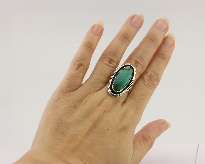 Navajo Ring 925 Silver Natural Blue Turquoise Native American Artist C.80's
