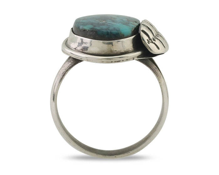 Navajo Ring 925 Silver Natural Blue Turquoise Native Artist Signed G.C. 01 C.80s