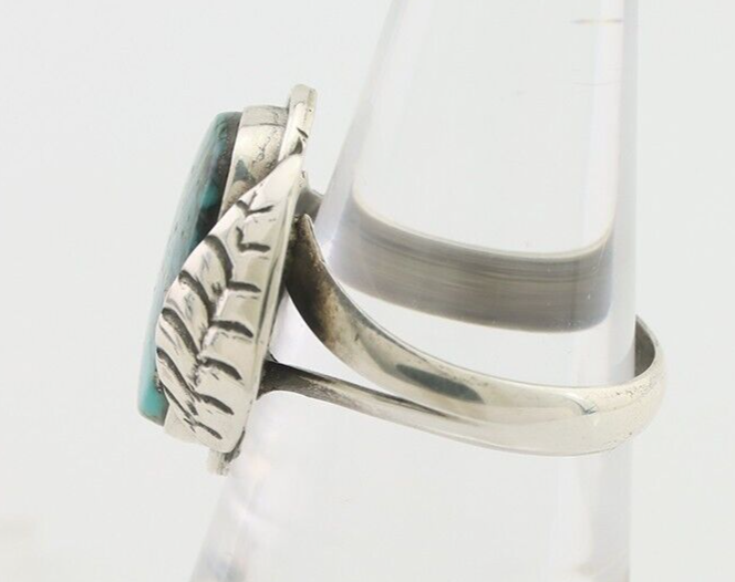 Navajo Ring 925 Silver Natural Blue Turquoise Native Artist Signed G.C. 01 C.80s