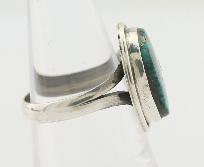Navajo Ring 925 Silver Natural Blue Turquoise Native Artist Signed G.C. 01 C.80s