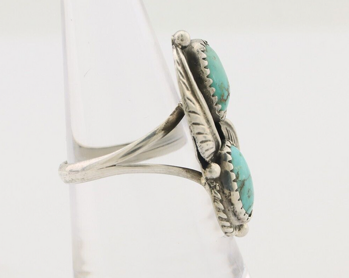 Navajo Ring 925 Silver Natural Blue Turquoise Native Artist Signed M C.80's