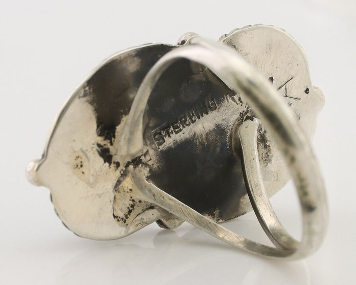 Navajo Ring 925 Silver Natural Blue Turquoise Native Artist Signed M C.80's