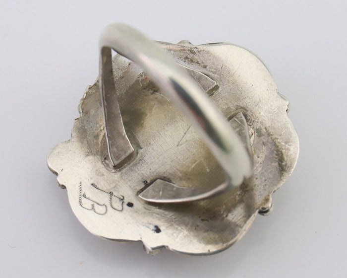Navajo Ring 925 Silver Natural Blue Turquoise Native Artist Signed PB C.80's