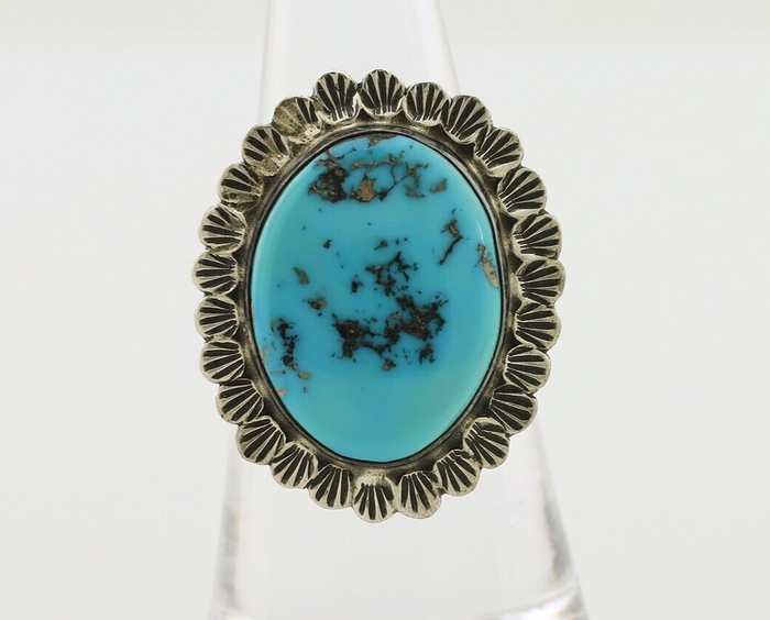 Navajo Ring 925 Silver Natural Blue Turquoise Signed Allison Lee C.80's