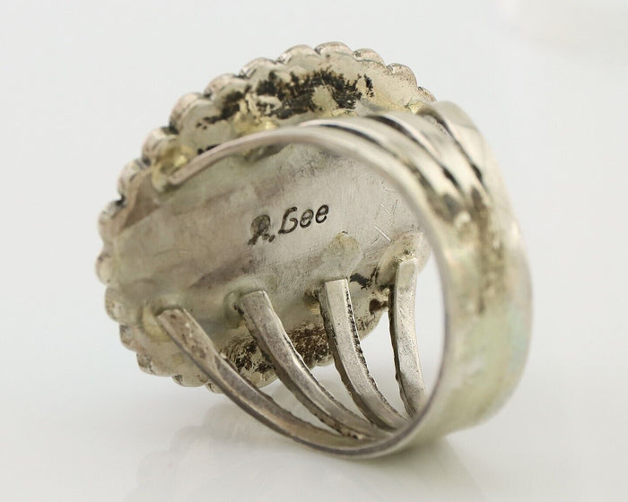 Navajo Ring 925 Silver Natural Blue Turquoise Signed Allison Lee C.80's
