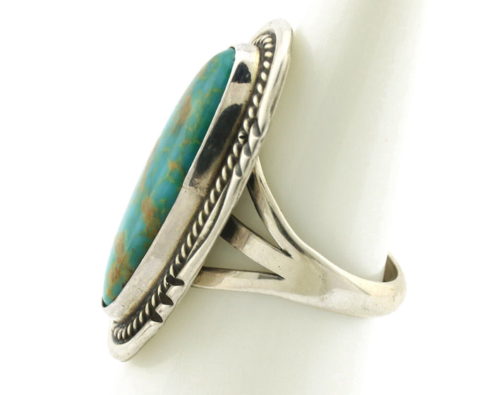 Navajo Ring 925 Silver Natural Blue Turquoise Signed M Begay C.80's