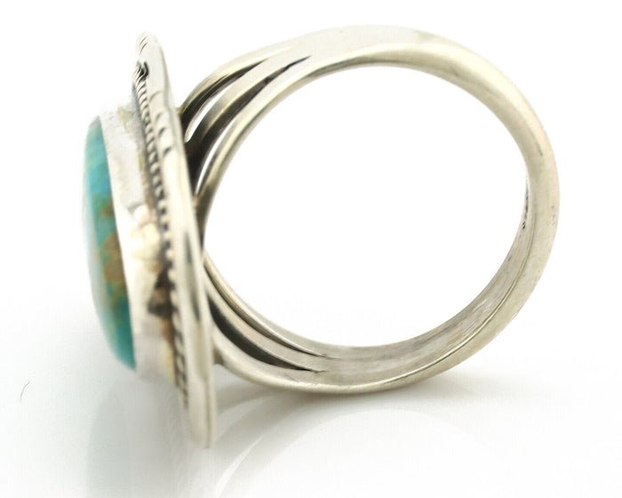 Navajo Ring 925 Silver Natural Blue Turquoise Signed M Begay C.80's
