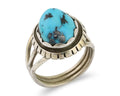 Navajo Ring 925 Silver Natural Blue Turquoise Signed Tony Guerro C.80's