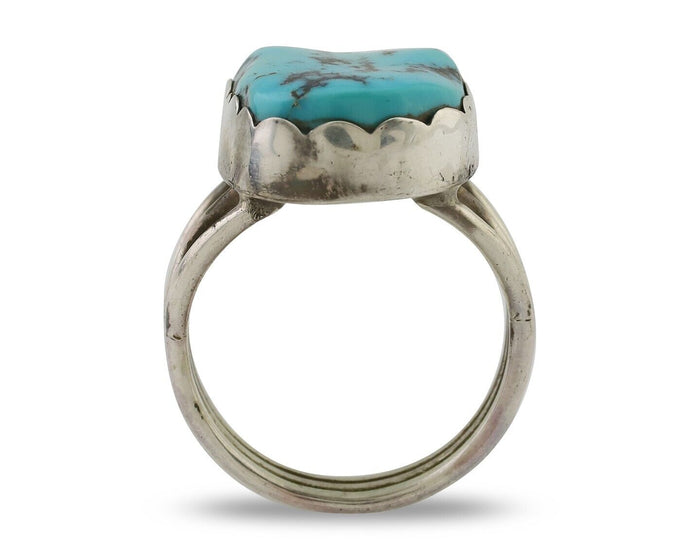 Navajo Ring 925 Silver Natural Blue Turquoise Signed Tony Guerro C.80's