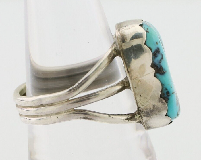 Navajo Ring 925 Silver Natural Blue Turquoise Signed Tony Guerro C.80's