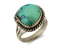 Navajo Ring .925 Silver Natural Turquoise Native American Artist C.1980's