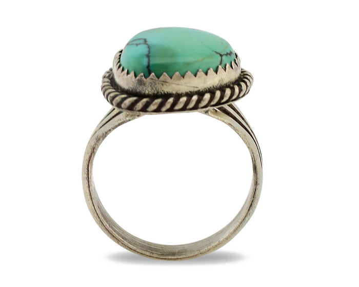 Navajo Ring .925 Silver Natural Turquoise Native American Artist C.1980's