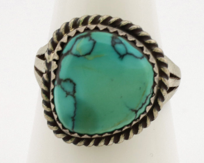 Navajo Ring .925 Silver Natural Turquoise Native American Artist C.1980's