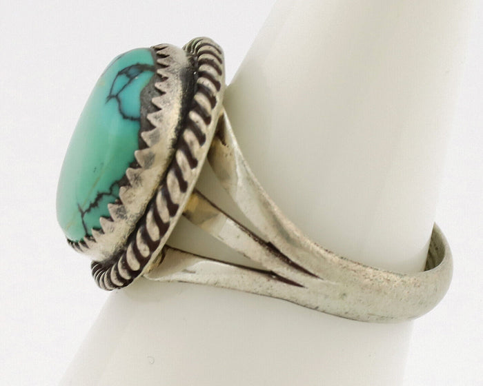Navajo Ring .925 Silver Natural Turquoise Native American Artist C.1980's