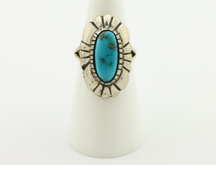 Navajo Ring 925 Silver Natural Turquoise Native Artist Signed M Montoya C.80's