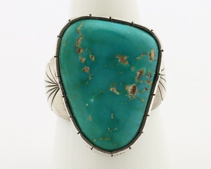 Navajo Ring 925 Silver Natural Turquoise Signed Fred Guerrero Jr C.80's