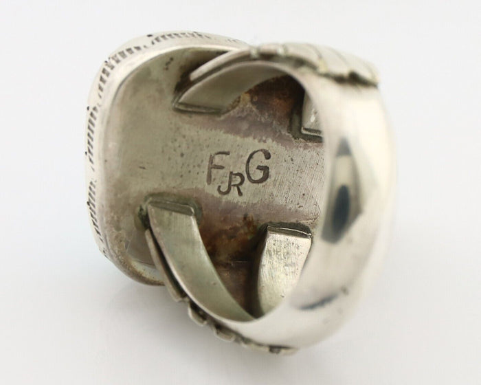 Navajo Ring 925 Silver Natural Turquoise Signed Fred Guerrero Jr C.80's