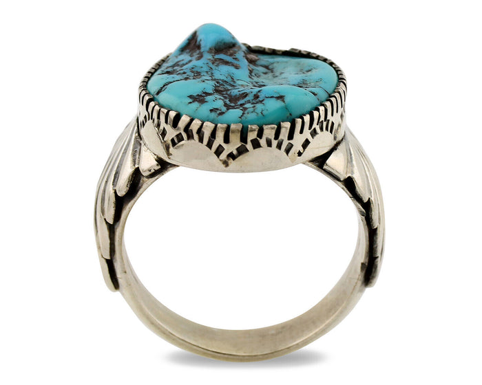 Navajo Ring .925 Silver Sleeping Beauty Turquoise Artist Signed DK C.80's