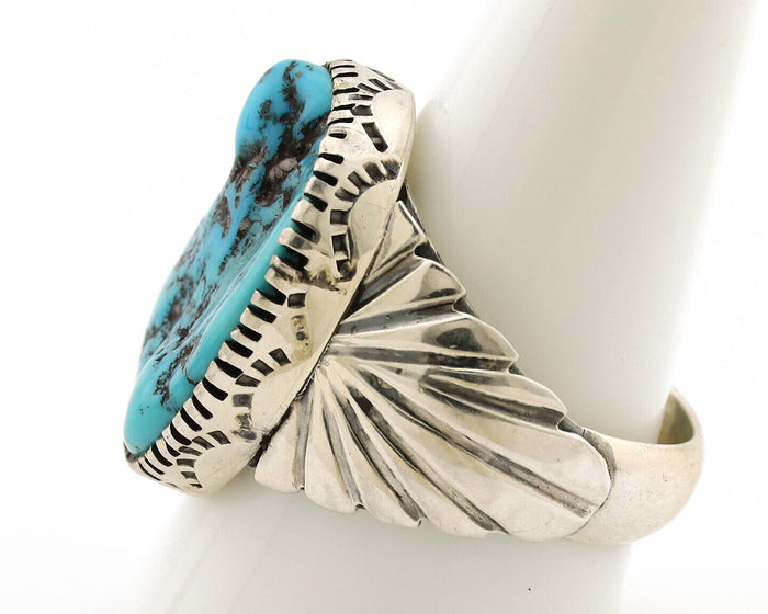 Navajo Ring .925 Silver Sleeping Beauty Turquoise Artist Signed DK C.80's