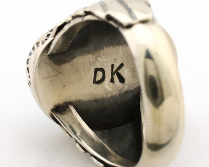 Navajo Ring .925 Silver Sleeping Beauty Turquoise Artist Signed DK C.80's