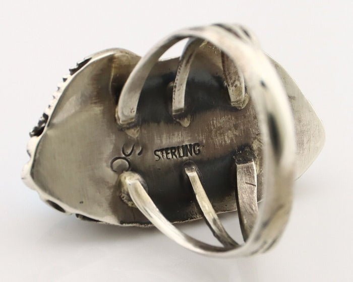 Navajo Ring 925 Silver Sleeping Beauty Turquoise Signed SC C.80's