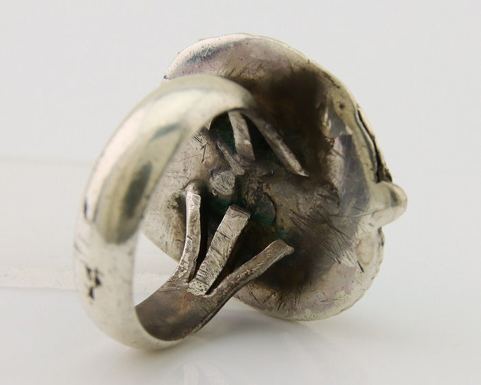 Navajo Ring 925 Sterling Silver Blue Turquoise Native American Artist C.80's