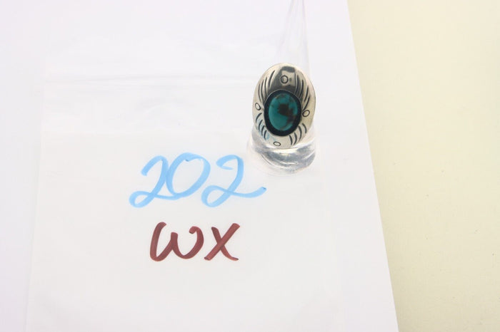 Navajo Ring 925 Sterling Turquoise Handmade Native Artist C.80's Size 7.0