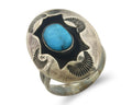 Navajo Ring 925 Sterling Turquoise Handmade Native Artist C.80's Size 8.35