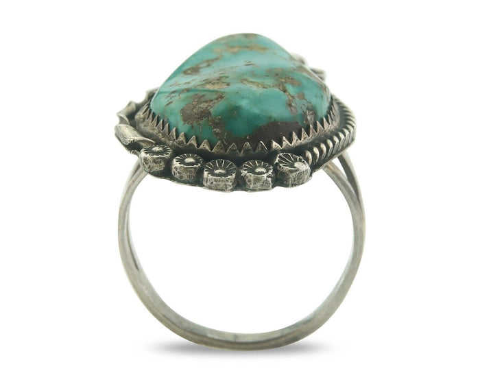 Navajo Ring 925 Sterling Turquoise Handmade Signed James Martin C.80's Size 10