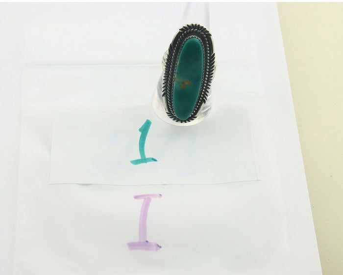 Navajo Ring 925 Sterling Turquoise Handmade Signed USA C.80's Size 9.75