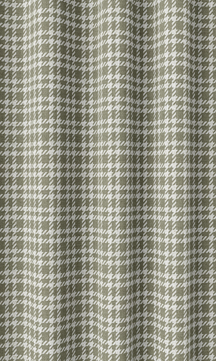 Checkered Home Décor Fabric By the Metre (Olive Green/ White)