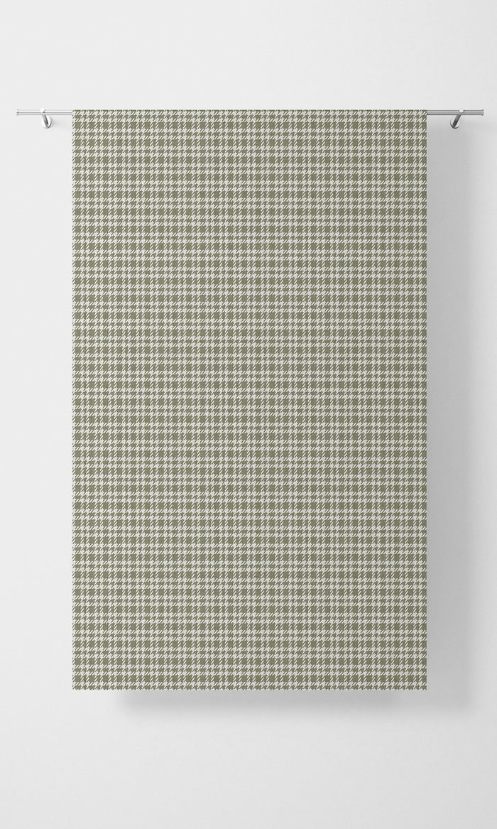 Checkered Home Textile Fabric Material By the Metre (Olive Green/ White)