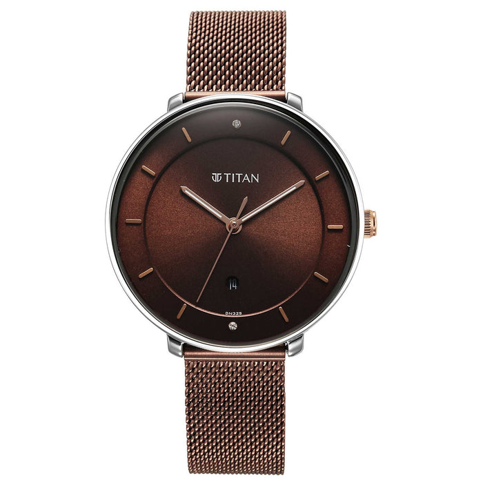 Noir Brown Dial Metal Strap Watch 2651KM02