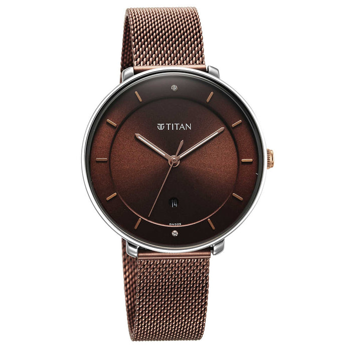 Noir Brown Dial Metal Strap Watch 2651KM02